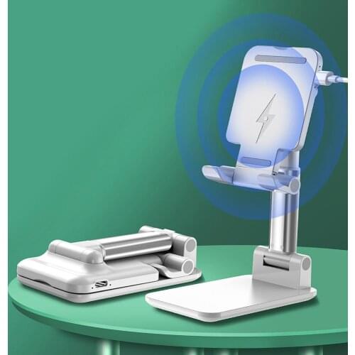 Wireless Charging Cell Phone Lazy Bracket Portable Telescopic Folding Aluminum Alloy Charging Dock Station Holder