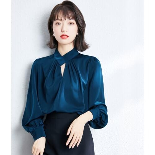 2021 Spring Summer Women Blouses Elegant Korean style Fashion Satin shirts Loose Chiffon Long sleeve female blusas tops