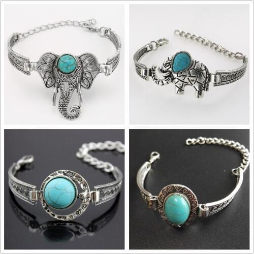 Bohemian Retro Vintage Tibetan Bracelet Owl Moon stone Charm Bracelets Bangles Boho Jewelry