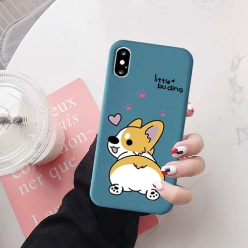 JAMULAR Cute Cartoon Dog Corgi Phone Case For iphone 11Pro 12 XS MAX XR 7 X 6 8Plus Love Heart Pink Silicone Soft Back Cover Bag