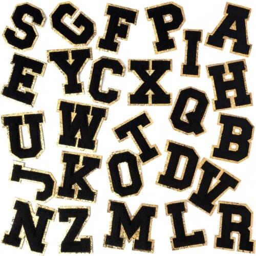 Black English Letter Patches Cloth Mend Decorate Clothes Apparel Sewing Decoration Applique Badges