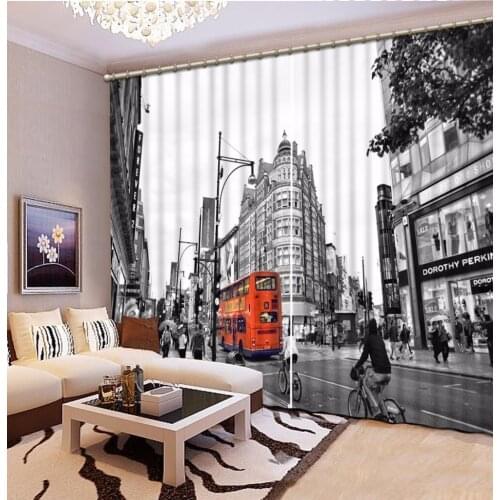 Home Bedroom Decoration Fashion Customized 3D Curtain Grey Scenery City Curtains For Bedroom Blackout Shade Window Curtains