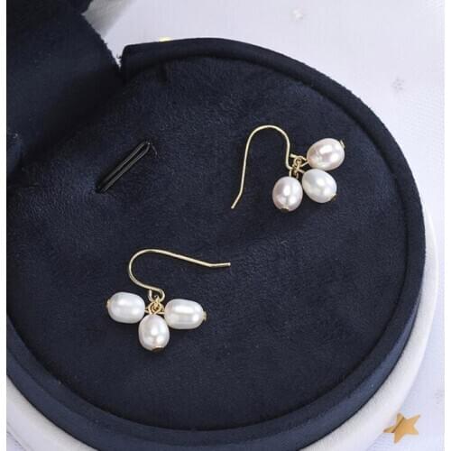 Elegant Trendy Natureal Freshwater Pearl Drop Earrings For Women Statement Real 925 Sterling Silver Dangle Gold Earring Gifts