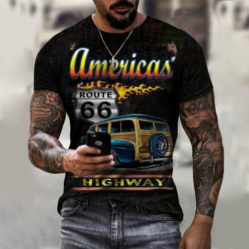 American road style T-shirt mens womens 3D printing sportswear casual Harajuku No. 66 polyester material mens