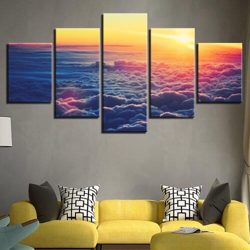 HD Canvas Prints Art Painting For Living Room Wall Decor 5 Pieces Sea Evening Glow Atmosphere Picture Landscape Photography