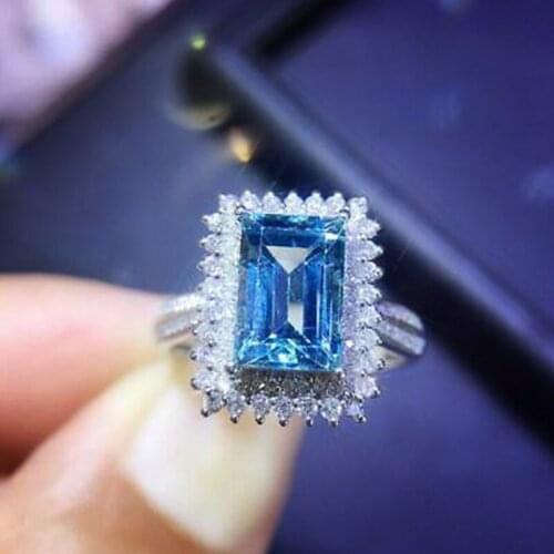 Huitan Gorgeous Blue Cubic Zirconia Rings Women for Wedding Simple and Elegant Design Brilliant Female Accessories Trend Jewelry