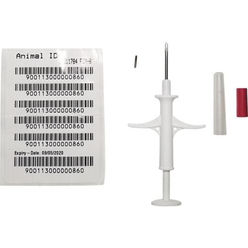 ICAR animal id tags 134.2KHz FDX-B 60pcs Animal microchip injectors 1.4x8mm pet dog identification