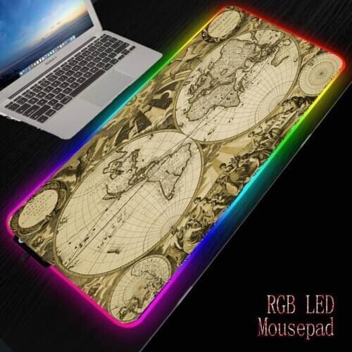 Mairuige Old World Map Led Lighting Gaming Mouse Pad RGB USB LED Illuminated Keyboard Non-slip Blanket Mat 350*250 / 800*300MM