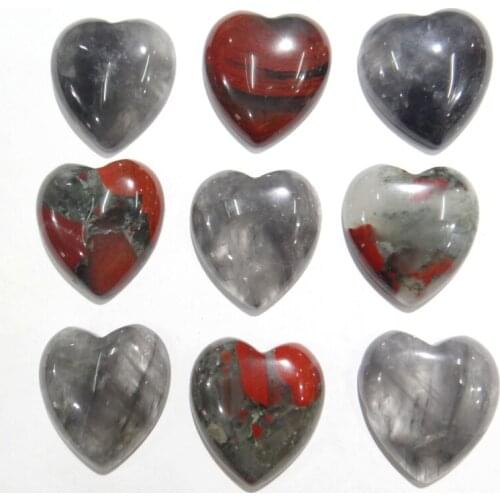 30pcs Heart-shaped No Hole bead natural stone Dragon bloodstone cabochons 25*23mm beads For DIY Making Jewelry Necklace