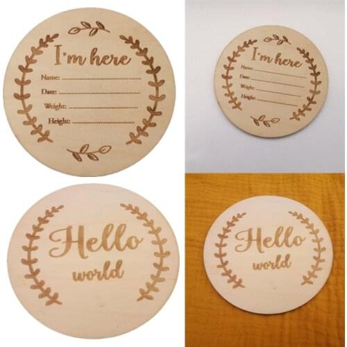 1pc Wooden Baby Milestone Card Newborn Monthly Growth Recording Cards Handmade Baby Birth Commemorative Cards Photography Proop