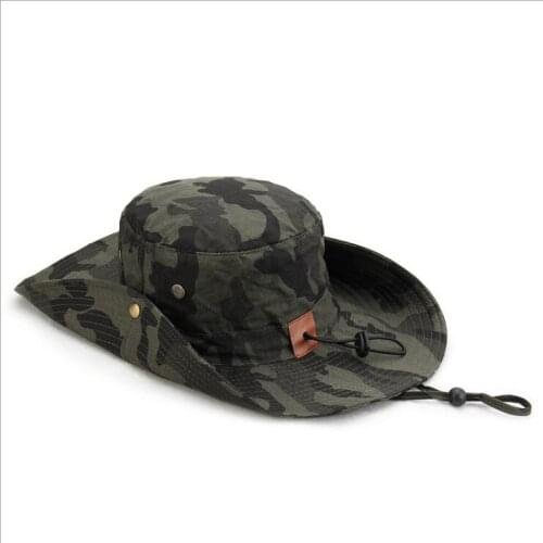 Men women sun protection outdoor caps with big brim Sun hat summer jungle camouflage fisherman hats mountaineering fishing hat