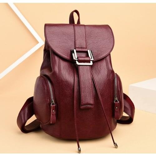Leather Designer Backpack High Quality Casual Female Backpack Large Capacity School Bag Travel Bags for Woman Mochila Sac A Dos