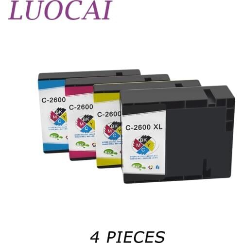 LuoCai 4 Pieces Ink Cartridges Compatible For Canon PGI-2600XL PGI2600 pgi2600 pgi-2600 MAXIFY IB4060 MB5060 MB5360 Printers