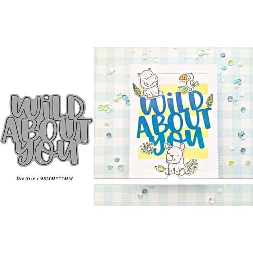 Letter Wild about You Metal Cutting Dies DIY Mold Paper Metal Craft Dies for Card Making Cut Dies Embossing Molds Die Cuts