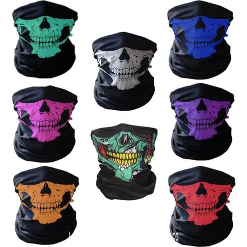 Skull Printed Men Women Magic Scarf Polyester Scarves Motorcycle Climbing Sports Bandanas Headwear Tubular Cap Tube Face Mask