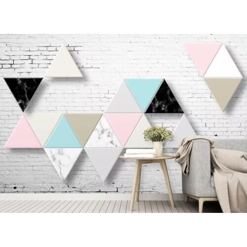 Nordic 3D Wallpaper Mural Canvas Print Wall Paper Contact Paper Brick Background Abstract Geometric Triangel Photo Wallpaper