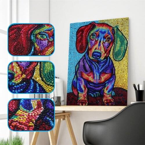 New Arrival Special Shaped Diamond Painting by Number Kits Colorful Dog Full Drill Cross Stitch Crystal Diamond Arts Craft