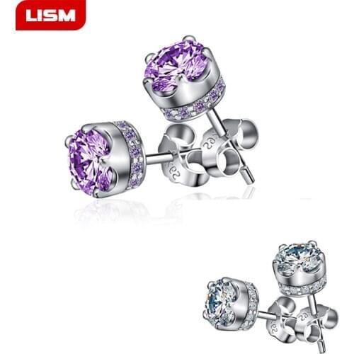 New Arrivals Cubic Zirconia Silver Plated Stud Earring Fashion Women Crystal Earrings Brincos Pendientes de plata