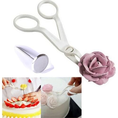 Piping Flower Scissors Nail Safety Rose Decor Lifter Fondant Cake Decorating Tray Cream Transfer Baking Pastry Tools