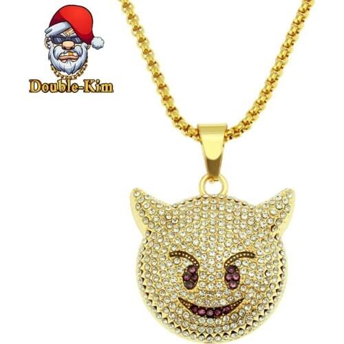 Monster Zircon Pendant Necklace Men Hiphop Street Culture Titanium Stainless Steel Fashion Trendy Necklace Man Jewelry Gift