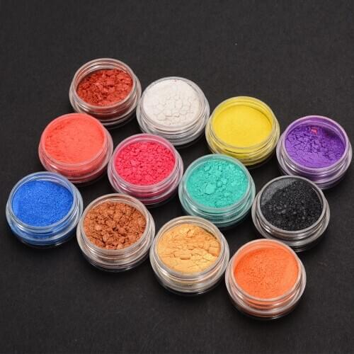 12 Colors Pearlescent Mica Powder Epoxy Resin Dye Pearl Pigment Pearl Pigment Gold Mica Mineral DIY Cosmetics Soap Making