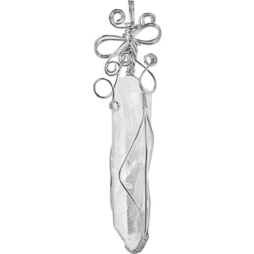 Natural Rose Quartz Wire Wrapped Irregular Crystal Column Pendant Healing Charms For Jewelry Making DIY Necklace Accessories