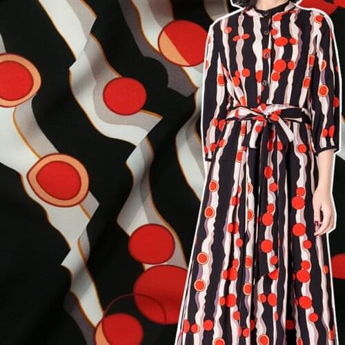 Polyester Spring and Summer Fashion Dress Material Crepe De Chine Jacquard Printed Striped Shirt Fabric by Meter Home Textile