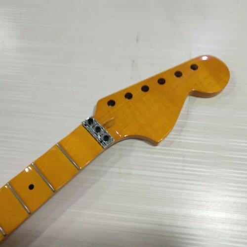 Full scalloped 22 frets Maple guitar Neck for ST style yellow Floyd rose nut