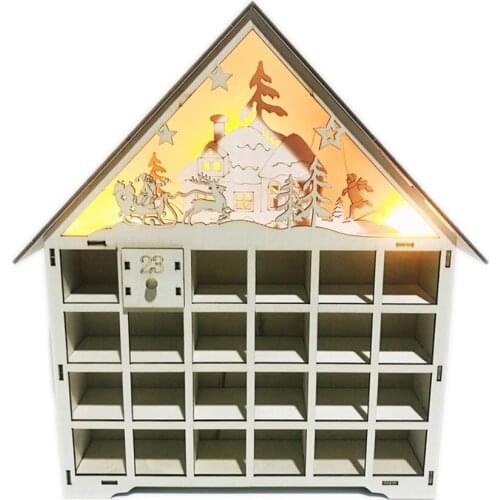 Christmas LED Wooden Advent Calendar Countdown Lights 24 Pull-Out Drawers Light Christmas Decorations Advent Calendar