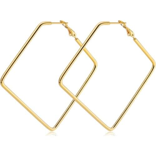 50mm Punk Rose Gold Color Stainless Steel Ear clip Fashion Big Stud Earrings Women Men Piercings Fashion Jewelry gifts