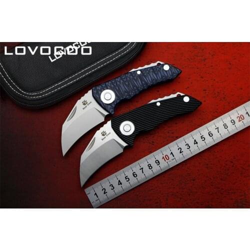 LOVOCOO PARROT Good Quality Flipper D2 Blade G10 Handle Outdoor Camping Hunting Pocke Folding Knives Survival EDC Tools