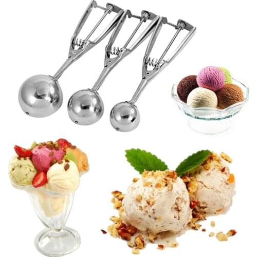 Stainless Steel Ice Cream Scoop Potato Mash Spoon Ice Cream Ball Parfait Maker Practical Kitchen Tools Food Server 4cm/6cm