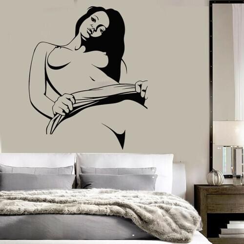 Modern Naked Woman Girl Boobs Adult Wall Sticker Bedroom Living Room Sexy Woman Girl Wall Decal Vinyl Home 5048