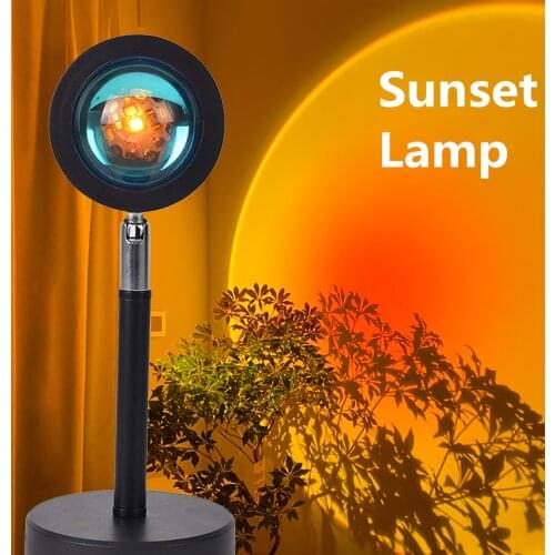 Sunset Projector Lamp Rainbow Atmosphere Led Night Light for Home Bedroom Coffe shop Background Wall Decoration USB Table Lamp