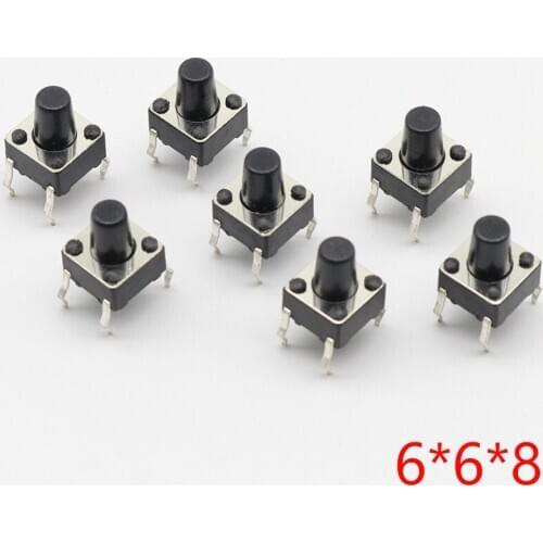 50pcs/lot 6x6x8MM 4PIN G93 Tactile Tact Push Button Micro Switch Direct Self-Reset DIP Top Copper Free Shipping