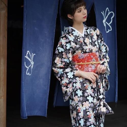Traditional Japanese Kimonos Costume Geisha Cosplay Obi Yukata Kimono For Karate Female Haori Kimono Dress Yukata Women FF2206