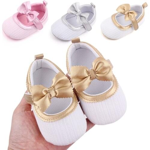 Kids Baby Shoes Girls Spring Autumn Solid Bow Knot Flat With 0-18 Monthes Children Cute Lovely Bowknot Princess Shoes