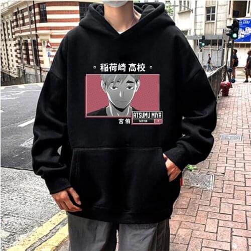 Janpanese Anime Hoodies Haikyuu Atsumu Miya Printed Sweatshirts Women Harajuku Cartoon Karasuno High School Oversized Hoodies