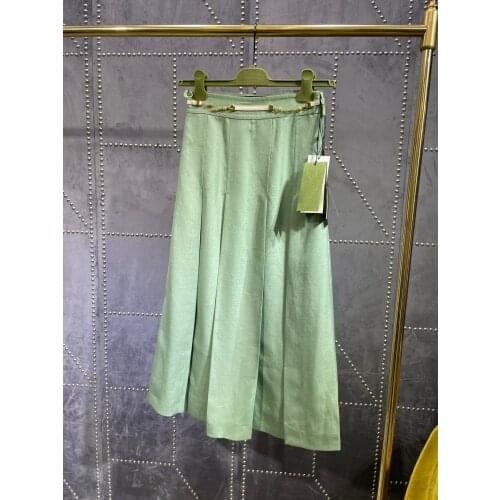 Luxury 2021FW Autumn New Women High Quality Pleated Midi Casual Chic Skirt For Ladies 2 Color Rmsx 7.02