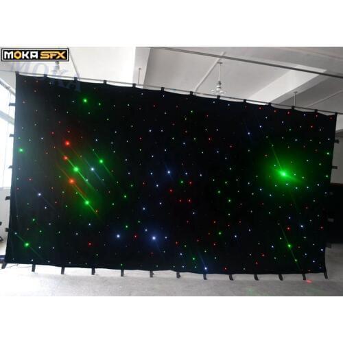 3 in 1 RGB LED Star Curtain wall Fireproof LED Curtain Cloth SMD High bright stage background Cloth make all size