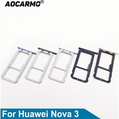 Aocarmo For Huawei Nova 3 Nano Sim Card Tray MicroSD Slot Holder Replacement Part