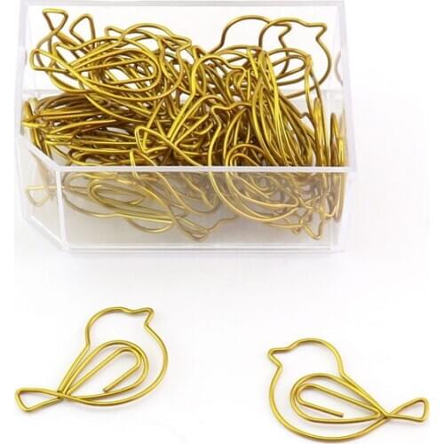 15PCS Small Bird Imitation Gold Shape Paper Clip Cute Paperclip DIY Decoration Bookmark Clip Office Stationery Memo Clip