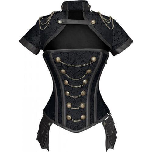 Women Sexy Corset Underbust Waist Cincher Corsets Gothic Shawl Vest Halloween Woman Warrior Game Uniform Stage Cosplay SL2503