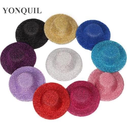 10Colors 5CM Mini Top Hats Girl Party Birthdy Headwear DIY Hair Accessories Blingbling Children Occasion Hats SYB09 24PCS/LOT