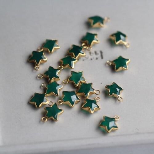 2pcs 925 Sterling Silver,GREEN ONYX Faceted Star Shape , 12.6X10.4mm