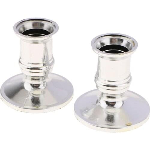 2pcs Plated Candlestick Votive Candles Holder Taper Candle Holders For Christmas Party Wedding Decoration Silver