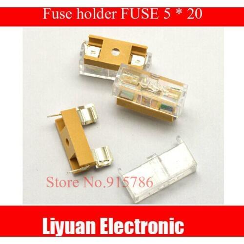 20PCS Fuse holder with Transparent lid 5*20 FUSE Glass/ceramic tube fuse fuse box