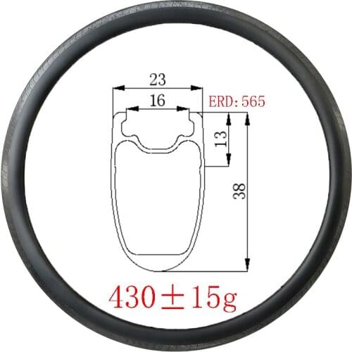 430g 700C 38mmx23mm carbon rim Tubeless Carved edage brake track 38mm deep UD 3K 12K matte glossy XC gravel race road bike wheel