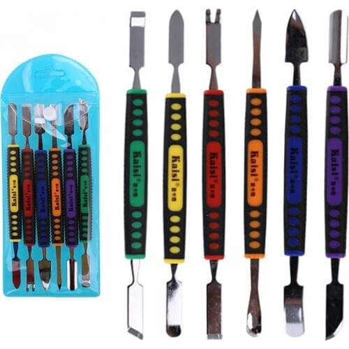 6pcs Dual Ends Metal Crowbar Set Prying Opening Repair Tool Kit for Tablet Mobile Phone Fit for iPad / iPhone