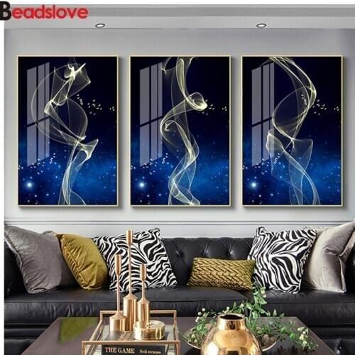 5d square round stones full diamond embroidery 3Pcs Blue Night Starry Yellow Butterfly Dancing Illusory diamond painting mosaic